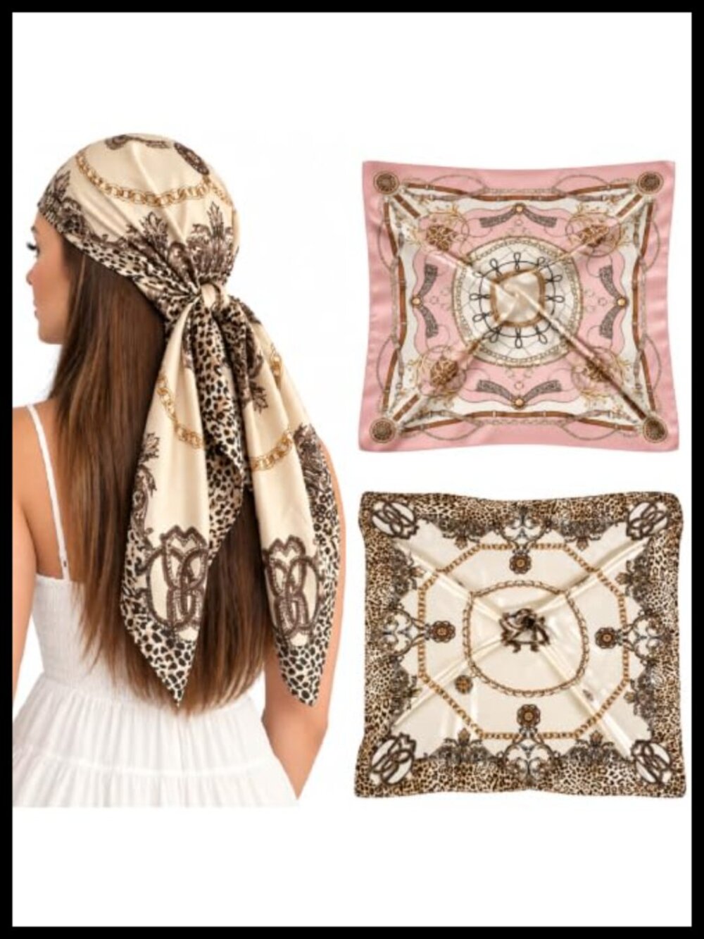 Silk Blend Head Scarf Bandana Hair Wrap Square Scarves Women
